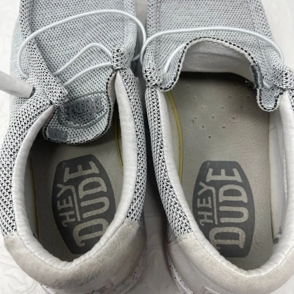 Hey Dude Stone White Wally Sox Slip On Comfort Casual Loafers Shoes Size 10
